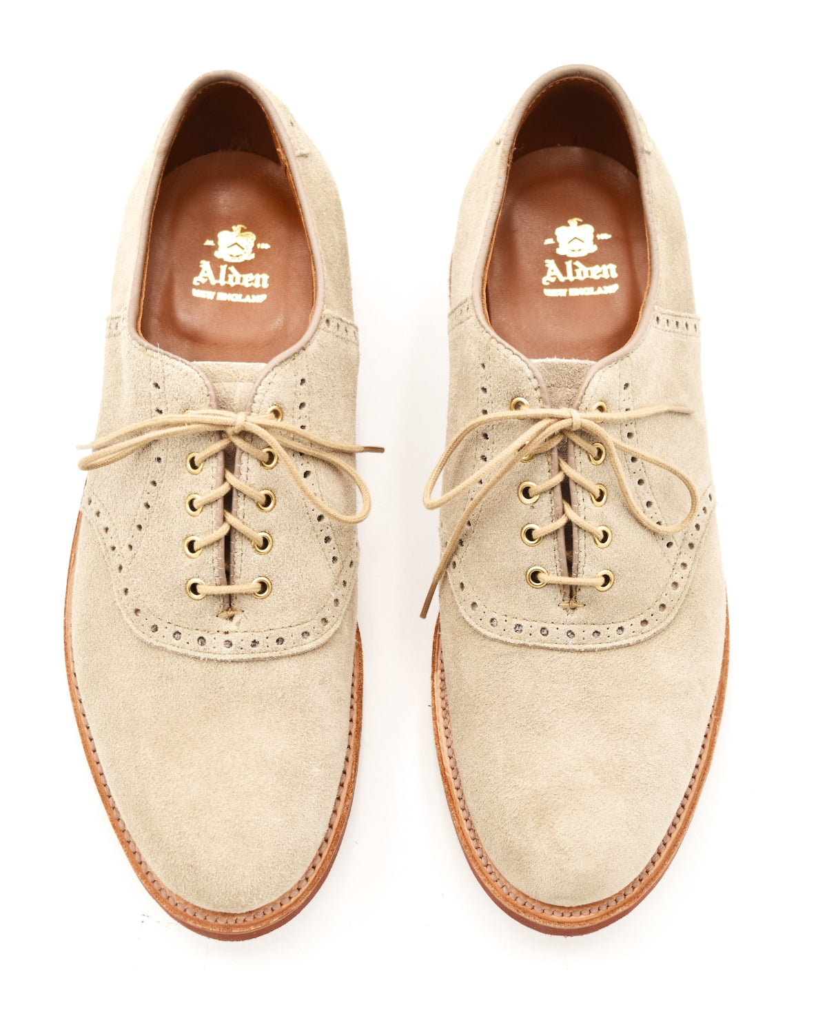 Alden 9945 Saddle Blutcher in Milkshake Suede